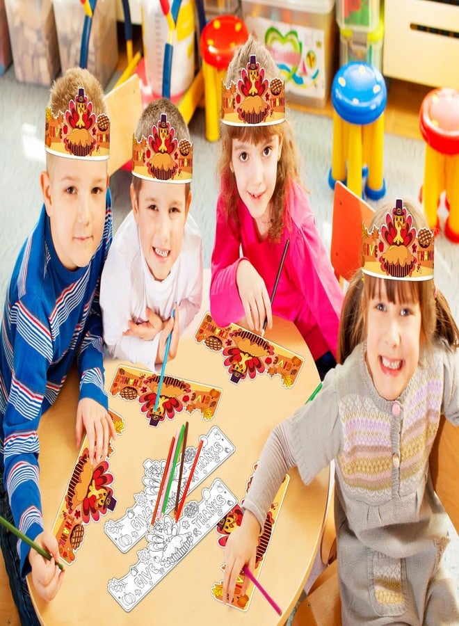 WhatSign Turkey Coloring Hat - Kids & Adults, 24 Pack Thanksgiving Headbands & Crowns for Parties & Crafts - Image 3